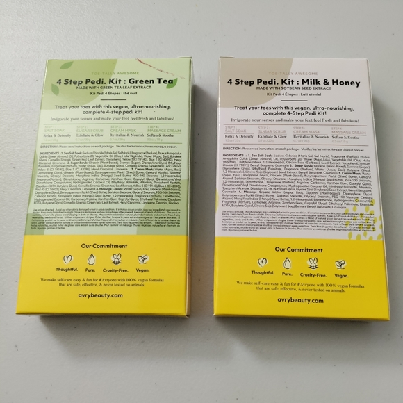 AvryBeauty 4 in 1 Pedicure Kit Lot 2 Green Tea and Milk & Honey - Picture 2 of 7